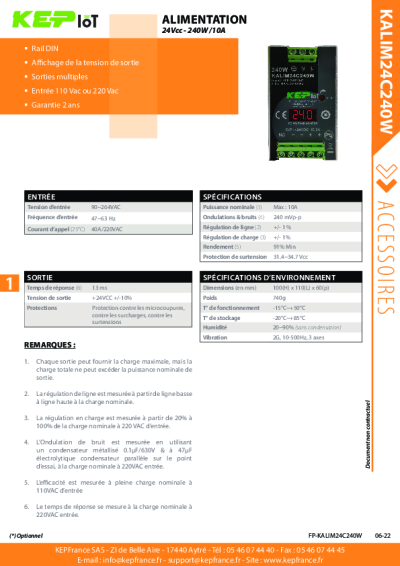 Alimentation 24VCC, Accessoire Industriel – KALIM24C240W