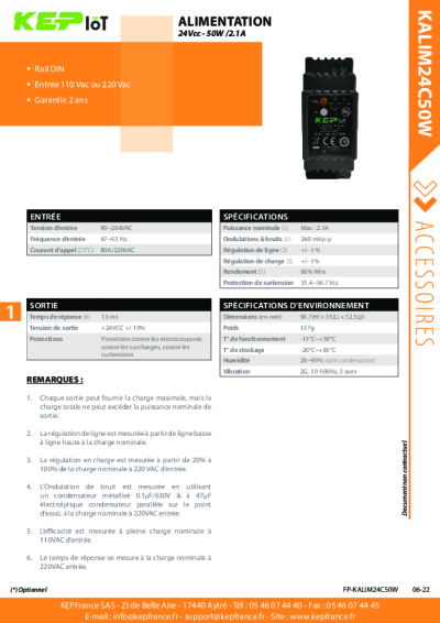 Alimentation 24VCC, Accessoire Industriel – KALIM24C50W