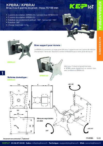 Accessoire, Bras Support écran Articulé Industriel – KPBRA