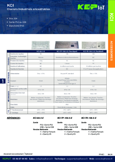 Périphérique, Clavier Industriel Inox – KCI-TR-106-5-E