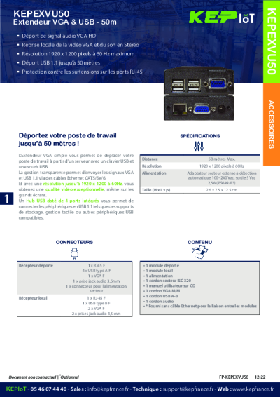 Extendeur VGA et USB – KEPEXVU50 50m