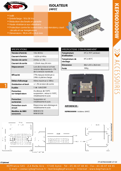 Isolateur 24VCC KEPFrance – KEPI003000W