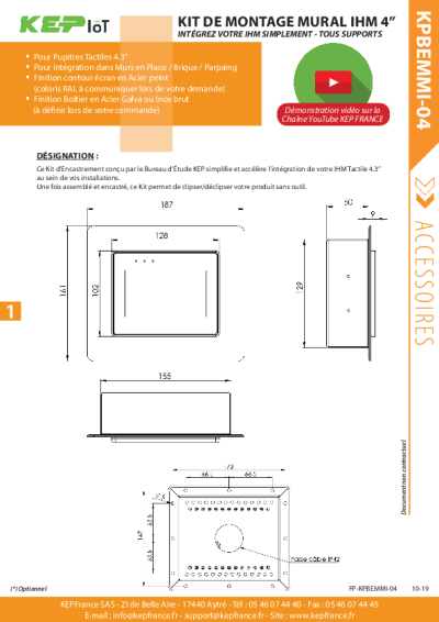 Kit d'encastrement mural pour Pupitre Tactile 4.3