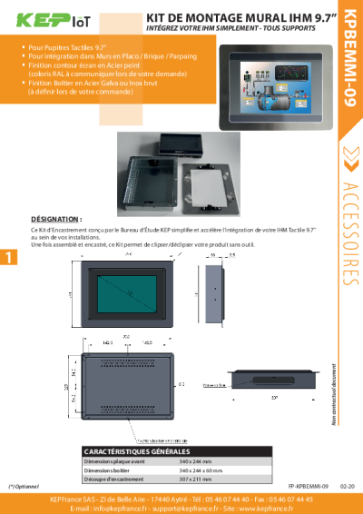 Kit d'encastrement mural pour Pupitres Taciles 9.7''