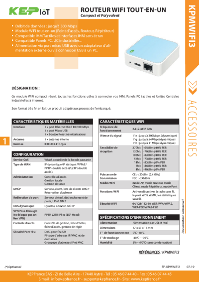 Routeur WiFi industriel 300 Mbps - Normes 802.11b/g/n