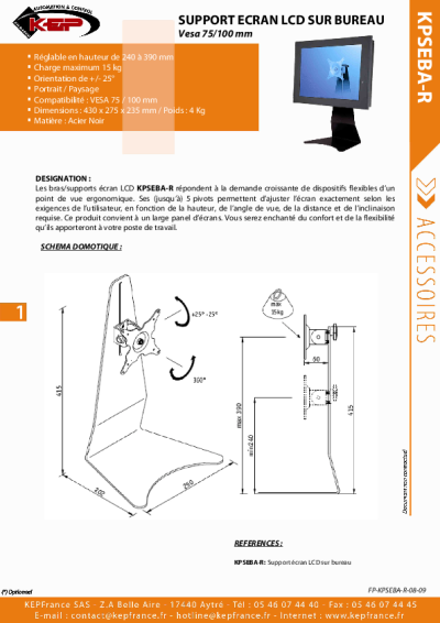 Support Bureau Écran LCD Orientable – KPSEBA-R