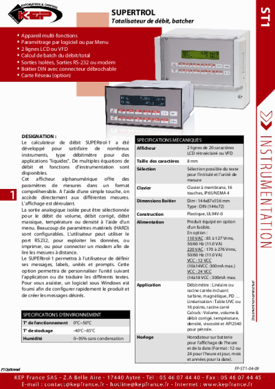 Instrumentation, Calculateur de débit – Supertrol1