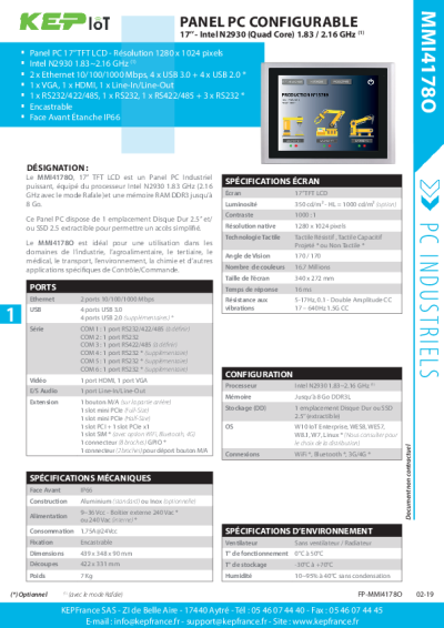Panel PC industriel encastrable | Configurable et façade IP66