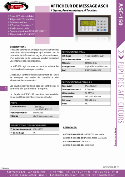 Afficheur de Message - weintek - ASC 150