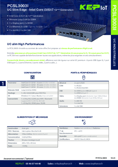 UC industrielle PCSL3003I | Edge computing