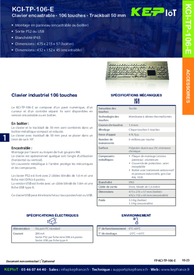 Périphérique, Clavier Industriel Inox – KCI-TP-106-5-B