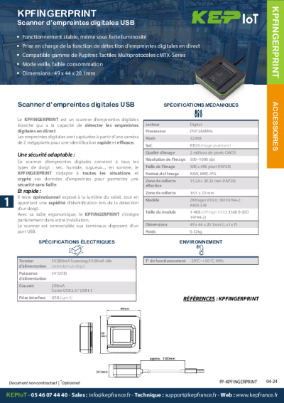 Lecteur d'empreintes digitales pour IHM