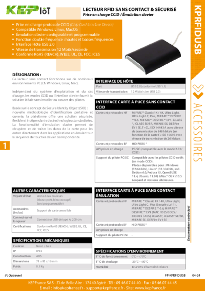 Lecteur RFID-USB - KPRFIDUSB