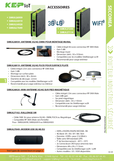 Accessoires Wifi 3G/4G pour SiteManager :
