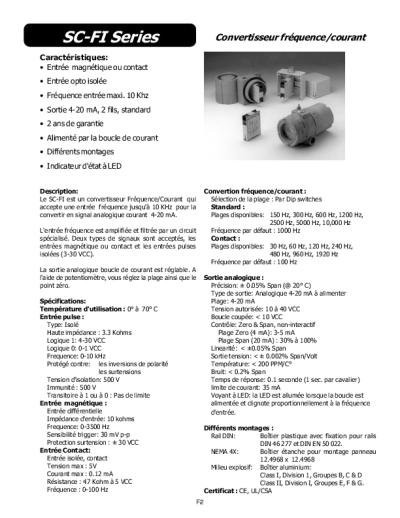 Instrumentation, Conditionneur de signaux – SC-FI Série