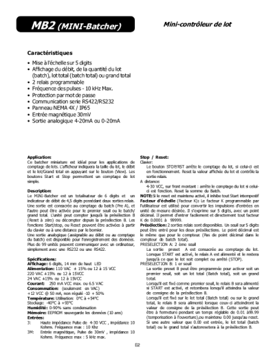 Instrumentation, Contrôleur de lot – Minibatcher