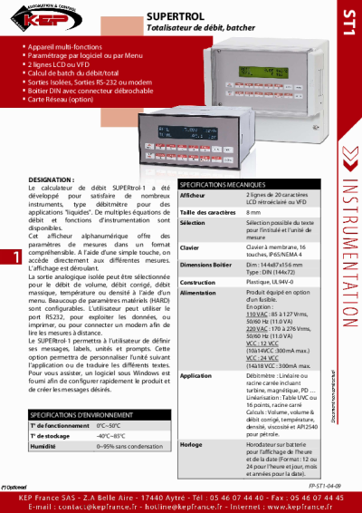 Instrumentation, Contrôleur de lot – Supertrol1