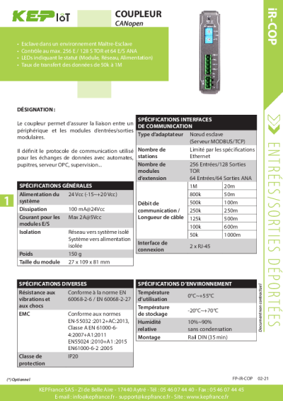 Coupleur CANopen - iR-COP weintek