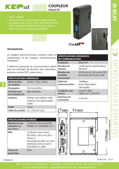 Coupleur EtherCAT - iR-ECAT