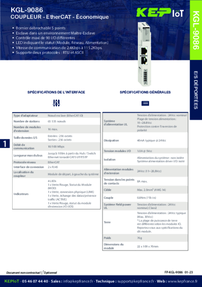 Coupleur EtherCAT économique - Module E/S
