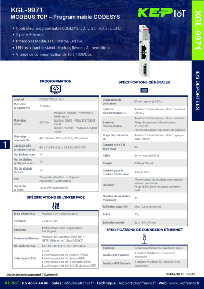 Contrôleur Modbus TCP - Programmable Codesys
