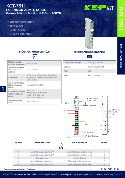 Extension Alimentation Entrée 24Vcc