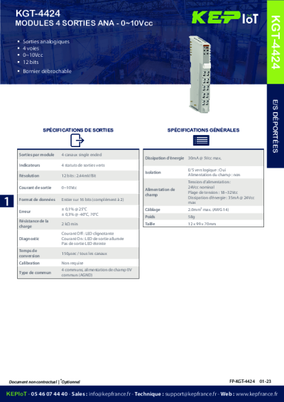 Module 4 Sorties ANA 0~10Vcc