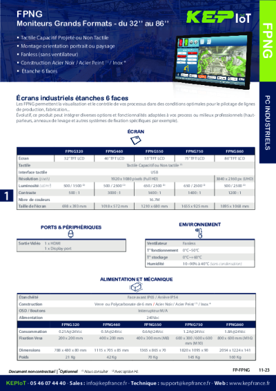 Écran Grand Format Non Tactile - FPNG 460 - 46''