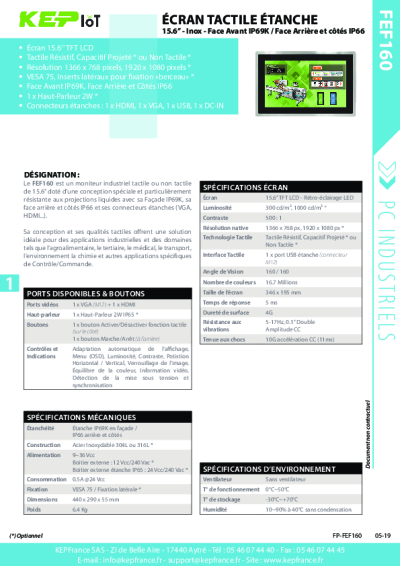 Écran étanche Industriel FEF160 - KEPFrance