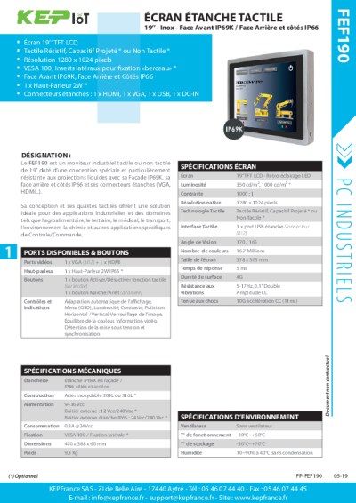  Moniteur Tactile  Étanche en Inox face avant - KEPIoT - 19