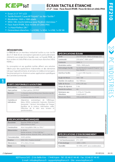  Écran étanche IP69K en Inox 21.5