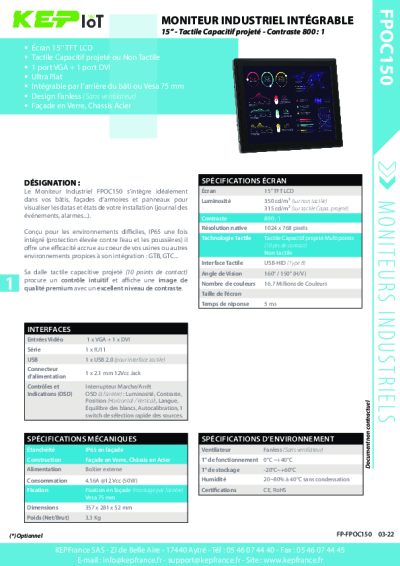 Moniteur intégrable – FPOC150