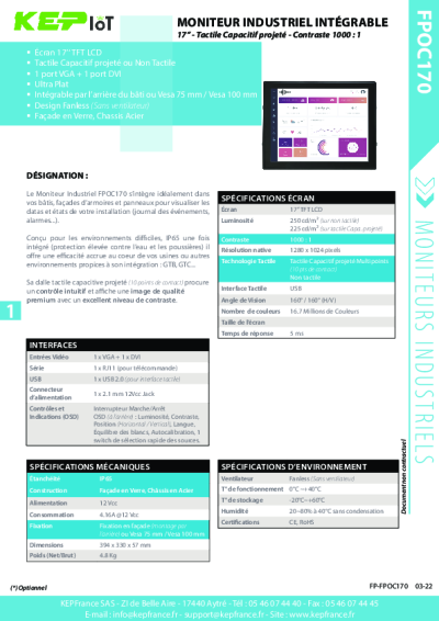 Moniteur 17'' intégrable – FPOC170