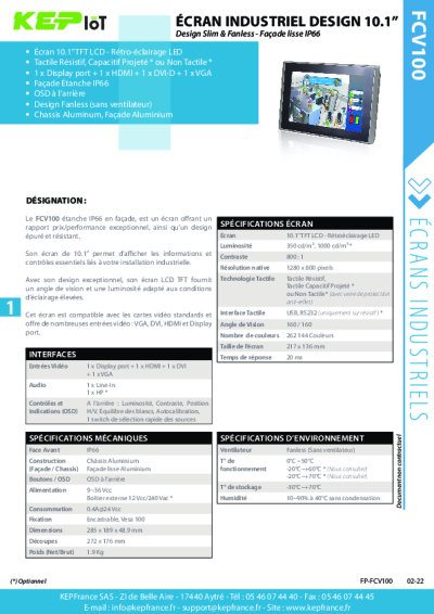 Écran tactile résistif / Capacitif 10,1''