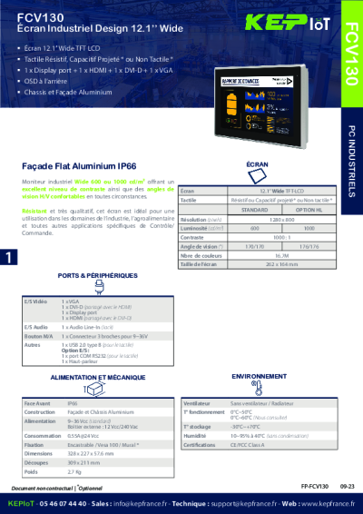 Moniteur industriel wide 12.1''