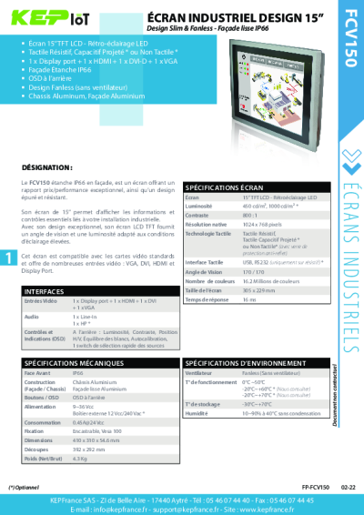Moniteur industriel 15'' - FCV150