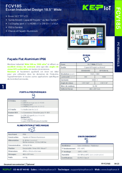 Écran tactile 18,5'' industriel - 