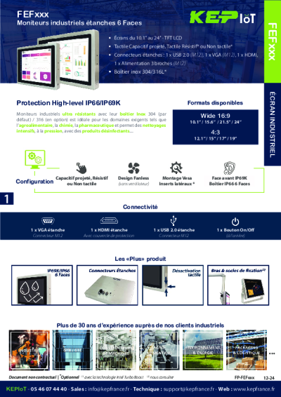 Moniteur Tactile Industriel - FEF100 - Tactile 10.1