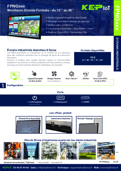 Ecran étanche Moniteur Industriel Non Tactile - 75