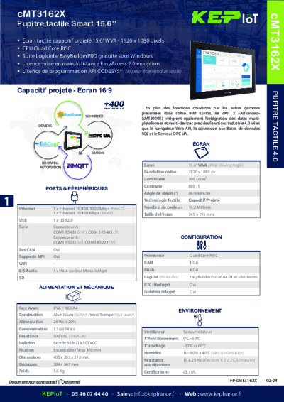 Pupitre tactile connecté Puissant Weintek - cMT3162X