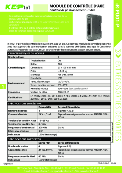 Module de contrôle d'un axe - Weintek - iR-PU01-P 