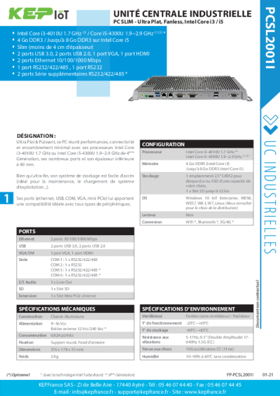 UC Industrielle Puissante et Ultra Slim – PCSL-2001I