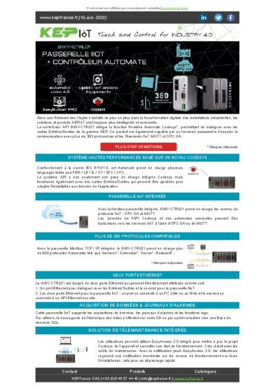 Passerelle IIoT + Contrôleur Automate