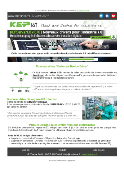 Drivers Industrie 4.0 pour la suite OPC KEPServerEX v6.10