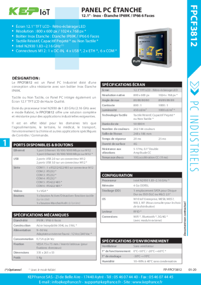 PC étanche industriel ip69k - 12,1