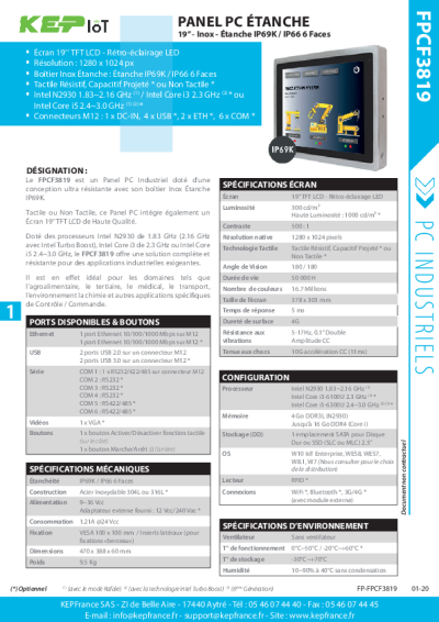 Panel PC industriel  IP69K - 19
