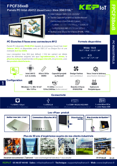PC INDUSTRIEL - Panel PC IP69K 21.5'' - FPCF3822B
