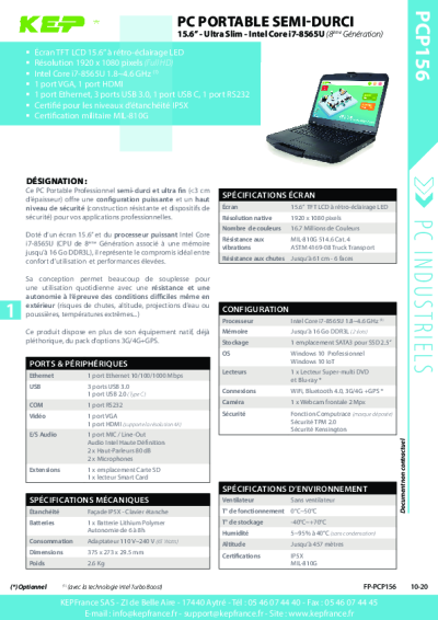 PC portable antichoc Intel Core I7