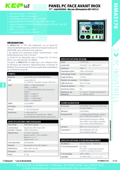 Panel PC Inox 17'' agroalimentaire EN 1672-2