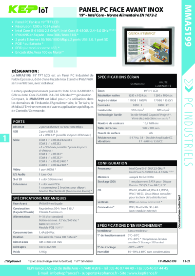 PC Industriel 19'' agroalimentaire EN 1672-2